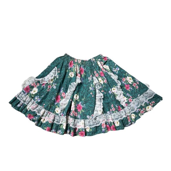 80s 90s vintage Pitchfork brand western skirt lace squaredancing circle floral. - Picture 1 of 8